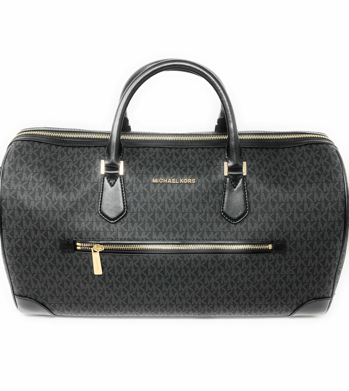 Michael Kors Travel Large Duffle Bag in PVC Signature Black on Black | City  Perfume