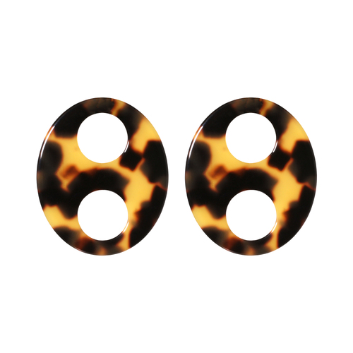 Paris Mode Haricot Single Medium Stud Earrings Dark Tortoiseshell 