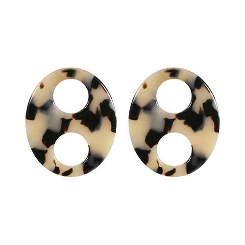 Paris Mode Haricot Single MediumStud Earrings Light Tortoiseshell 