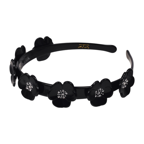 Paris Mode Camellia Crystal 1.5 Cm Alice Band Black