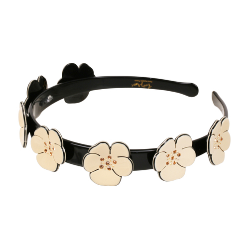 Paris Mode Camellia Crystal 1.5 Cm Alice Band Ivory Black