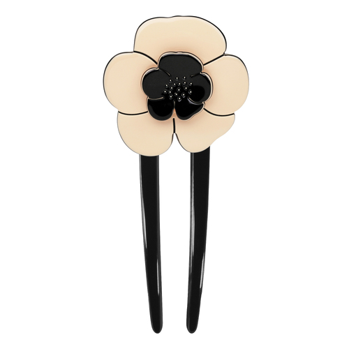 Paris Mode Camellia Hair Pin Ivory Black