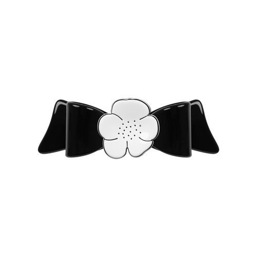 Paris Mode Camellia Small Bow Hair Clip White Black