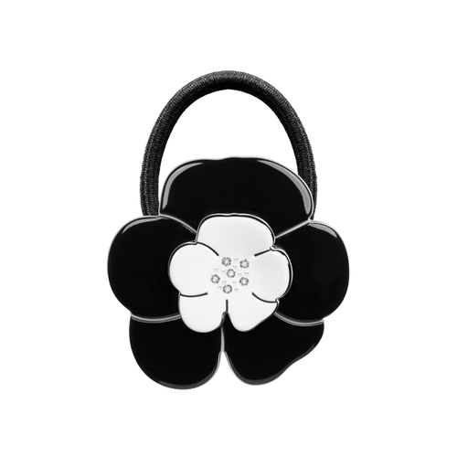 Paris Mode Camellia Crystal Hair Tie Black White