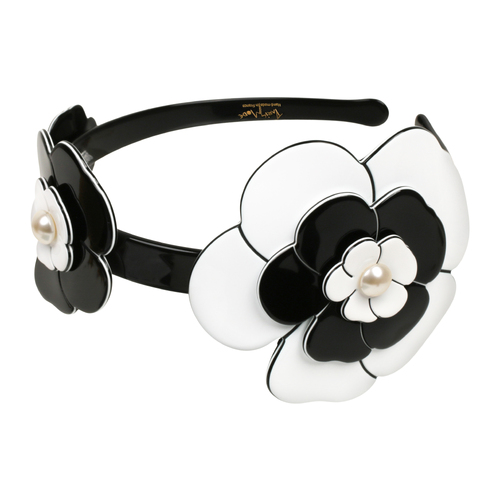 Paris Mode Camellia Triple Pearl Alice Band White Black